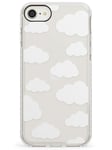 Transparent Cloud Pattern Impact Phone Case for iPhone 7, for iPhone 8 | Protective Dual Layer Bumper TPU Silikon Cover Pattern Printed | Clear See Through Sky Clouds Patterned