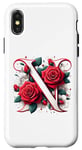 iPhone X/XS Red Rose Roses Flower Floral Design Monogram Letter N Case