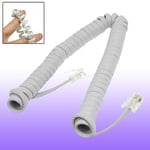 Replacement RJ9 4P4C Coiled Elastic Telephone Handsets Cable Line Grey White