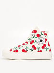Converse Womens Lift Hi Top Trainers - White/Red, White/Red, Size 6, Women