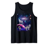 Funny Cute Wolf Galaxy Stars Wild Animal Universe Wolf Tank Top