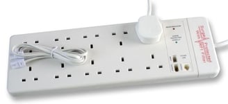 PRO ELEC - 10 Gang Surge Protected Extension Lead, White 2m