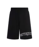 Givenchy Mens College Logo Embroidered Cotton Shorts in Black - Size Large