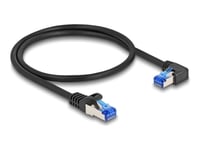 Delock - Nätverkskabel - Rj-45 (Hane) Rak Till Rj-45 (Hane) Högervinklad - 50 Cm - 6 Mm - S/Ftp - Cat 6A - Halogenfri, Hakfri - Svart