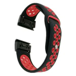 Garmin Fenix 5 / Forerunner 935 22mm tvåfärgat klockband av silikon - Svart / Röd