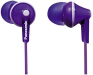 Panasonic RP-HJE125E-V Ergofit In Ear Wired Earphones with Powerful Sound, Comfortable Non-Slip fit, Includes 3 Sized Ear Buds - Violet