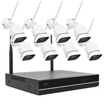 PNI House WiFi660 NVR Kit de vidéosurveillance 8 canaux et 8 caméras extérieures sans Fil 3MP, P2P, IP66