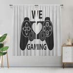 Amazing Gamer Room Darking Curtains, We Love Gaming Quote Greyscale Controller Design with Heart in Middle Window Drapes 2 Panels Set, Each Panel 31.5"W x 72"L Charcoal Grey White