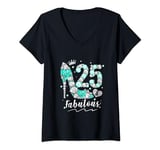 Womens 25 And Fabulous 1999 25th Birthday Crown 25 Years Old Gifts V-Neck T-Shirt