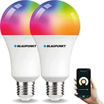 BLAUPUNKT Smart Bulb E27 – Colour Changing LED Light WiFi Warm White to Cool Daylight Room Lighting Dimmable Music Sync and More Modes 9W Works with Google Home 2 Pack, Full Spectrum