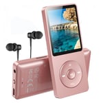 AGPTEK 64Go Lecteur MP3 Classique, Ultra-Longue Autonomie jusqu'à 70 Heures, Super Léger 30g, Lecture Musique sans Perte Hi-Fi, Petit Baladeur MP3 Sport pour Enfant/Adulte, Carte TF Jusqu’à 128G -Rose