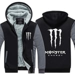 Mens Hoodie Jacket Hooded Sweater For Monster Energy Print Casual Zip Warm Teen Sweatshirt Stitching Long Sleeve Coat - Valentine Gift C-Medium