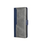 VGANA Book Case Compatible for MOTO Motorola G10, Wallet Premium Leather Filp Magnetic Contrast Color Cover. Blue+Grey
