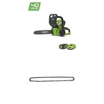 Greenworks Tronçonneuse sans Fil sur Batterie 30cm 40V Lithium-Ion avec Batterie 2Ah et Chargeur - 20117Ua + Greenworks Tools 29527 Chaîne pour Tronçonneuse Élagueuse, Vert, 30cm