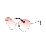 Butterfly Shape Sunglasses Metal Personality Concave Shape Transparent Color Lens Sun Glasses Eyewear (Color : Pink)