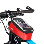 Mountain bike riding equipment accessories frame bag touch screen mobile phone bike bag-red_7 inch