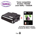 Toner compatible TN348 pour imprimante Brother HL L5000D, L5100, L5100DN, L5200DW+ 10f A6 brillants - T3AZUR