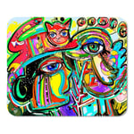 Mousepad Computer Notepad Office Original Digital Composition of Human Face Bird and Red Home School Game Player Computer Worker Inch