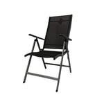 Multi Position High Back Reclining Garden / Outdoor Folding Chair in Black and Silver