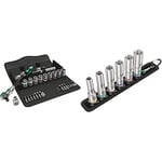 Wera 8100 SC 6 Zyklop Speed 1/2" Multifunction Ratchet & Socket Set, Metric, 28pc, 05004076001 & Belt C Deep 1 Socket Set of 6 Metric 1/2in Drive