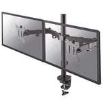 Newstar FPMA-D550DBLACK Full Motion Dual Desk Mount (clamp & grommet) for two 10-27" Monitor Screens, Height Adjustable - Black