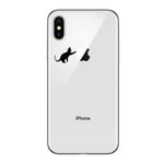 Coque Silicone IPHONE 11 Pro Max Chat Fun APPLE Cat Noir Joue Pomme Transparente Protection Gel Souple - Neuf