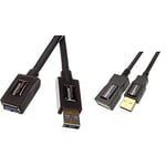 Amazon Basics Rallonge Câble USB 3.0 mâle A vers femelle A 1 m & Rallonge Câble USB 2.0 mâle A vers femelle A 1 m