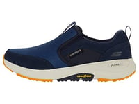 Skechers Men's Go Walk Outdoor-Athletic Slip-On Trail Hiking Shoes with Air Cooled Memory Foam Sneaker, Navy/Yellow, 9 X-Wide