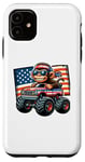 Coque pour iPhone 11 Patriotic Monkey 4 juillet Monster Truck American