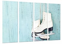 Tableau Moderne Photographique, Impression sur bois, Patinage artistique compétition, patin à glace blanc, 131 x 62 cm, ref. 27076