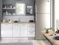 Kitchen Base Units Set Cabinets Sink Cupboards 1.8m White Gloss / Grey Matt Ella