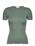 Silk T-Shirt W/ Lace Tops T-shirts & Tops Short-sleeved Green Rosemunde