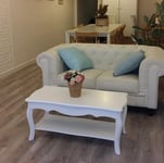 White Shabby Chic Coffee Table With Storage Shelf Living Room Furniture Retro