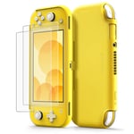 tomtoc Protective Case for Nintendo Switch Lite with [2PCS] Screen Protector, Premium Liquid Silicone Back Cover, Shockproof and Anti-Scratch Hard Shell for Switch Lite Console 2019, Yellow