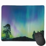 Rare Aurora in The Forest Mouse Pad with Stitched Edge Computer Mouse Pad with Non-Slip Rubber Base for Computers Laptop PC Gmaing Work Mouse Pad