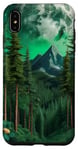 Coque pour iPhone XS Max Forêt Nature Montagne Lune Vert Arbre Pin Aventure Randonnée