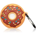 Chocolate Donut Soft Rubber Silicone Apple Air pods Case Cover Skin Protector with Clip Hook Keyring for 1st 2nd Generation pod. Shock Proof Protective Replacement for Wireless Charging Headphones