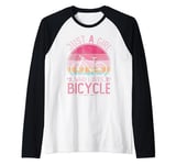 Just A Girl Who Loves Bicycle, Vintage Bicycle Girls Kids Raglan Baseball Tee