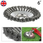6" Trimmer Head Grass Strimmer Wire Wheel Mower Weed Brush For Dust Removal Uk