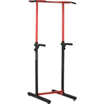 Station de musculation multifonction - barre de traction chaise romaine - hauteur réglable 6 niv. - acier noir rouge