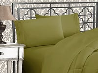 Elegant Comfort Luxurious 1500 Thread Count Egyptian Quality Three Line Embroidered Softest Premium Hotel Quality 4-Piece Bed Sheet Set, Wrinkle and Fade Resistant, King, Sage-Green