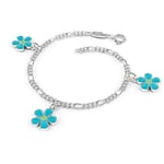 Charms-armbånd i sølv - Turkise blomster - 90515