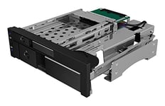 ICY BOX IB-173SSK Cadre Amovible pour disques durs 2,5" et 1 Disque Dur 3,5" (SATA/SAS) en Baie de 5,25" Sata III (6 Gbit/s) pour Disque Dur/SSD sans Support Aluminium