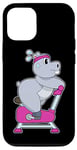 Coque pour iPhone 14 Pro Hippopotame Fitness Vélo d'appartement
