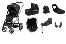 Babystyle Oyster 3 Luxury bundle Black Olive Carrycot Car seat Footmuff Bag Base