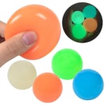 4 st Lysande klibbiga bollar Stressbollar Glow In The Dark Leksaker Fäster på taket Fidgetleksaker för barn Vuxna Presenter