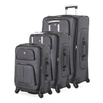 Swiss Gear Sion Softside Expandable Luggage, Dark Grey, 3-Piece Set (21/25/27)