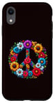 Coque pour iPhone XR Signe de la paix coloré fleurs hippie rétro années 60 70 pour femme