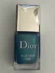 Dior Blue Nail Polish Vernis 708 Blue Drop Gel Shine Nail Lacquer Varnish NEW