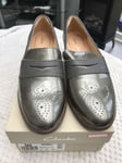 Clarks Netley Lola Grey Combi Patent Leather  Slip On Loafer Shoes UK 6.5E NEW
